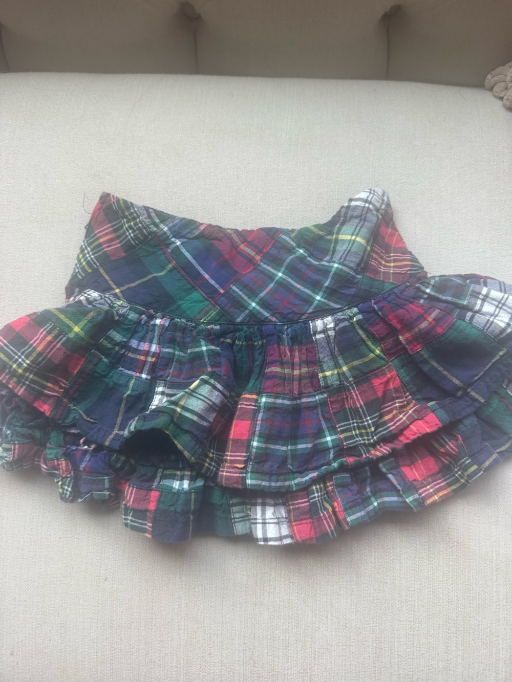 Girls Plaid Ruffle Skirt Multi Color Christmas holiday navy red green white polo